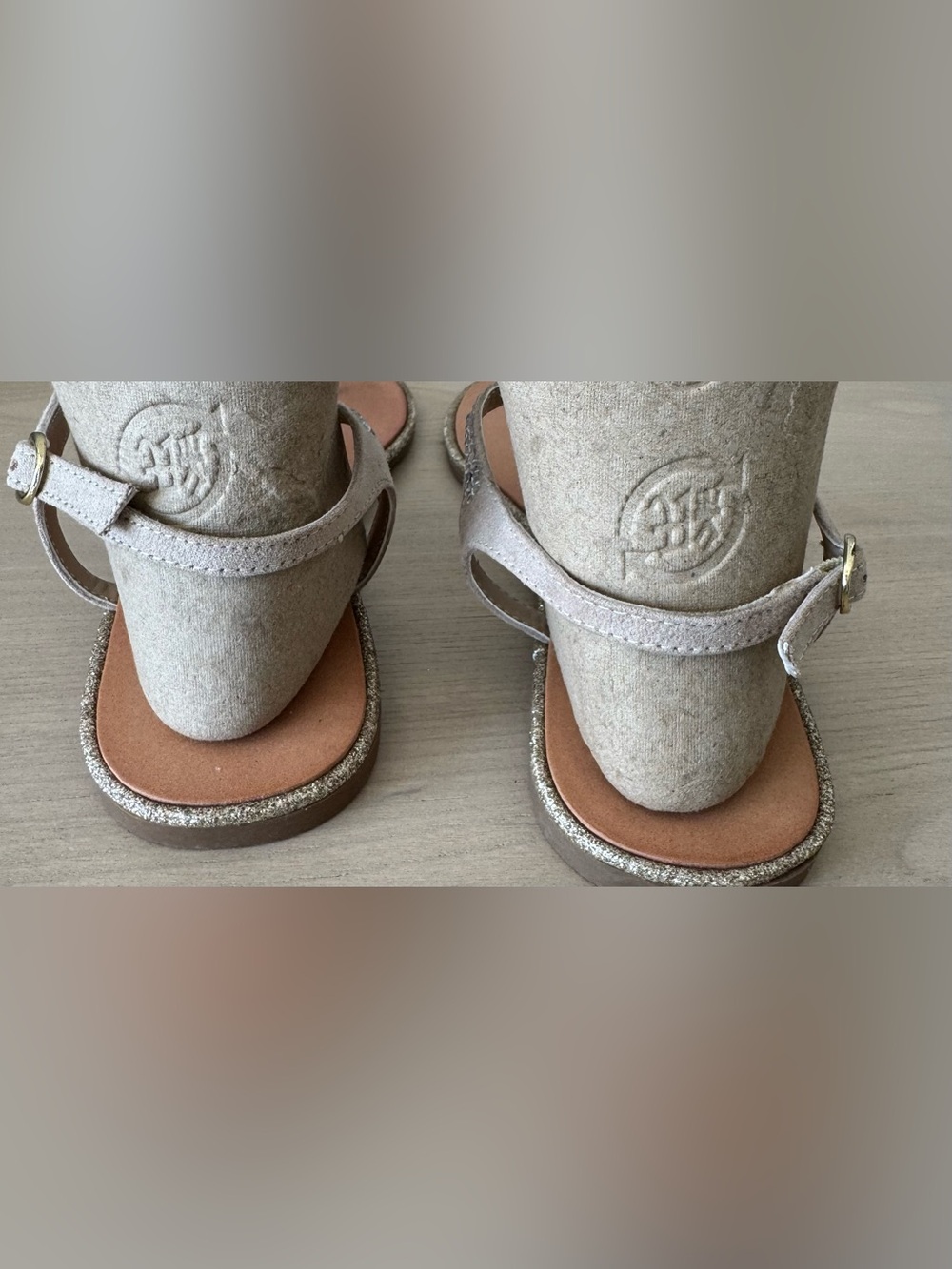 Embellished Nude T-Strap Sandals - Picture 2 of 9